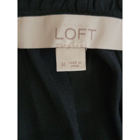 Ann Taylor LOFT Embroidered Sleeveless Top M Navy Blue Ruffle Neck - Picture 3 of 3